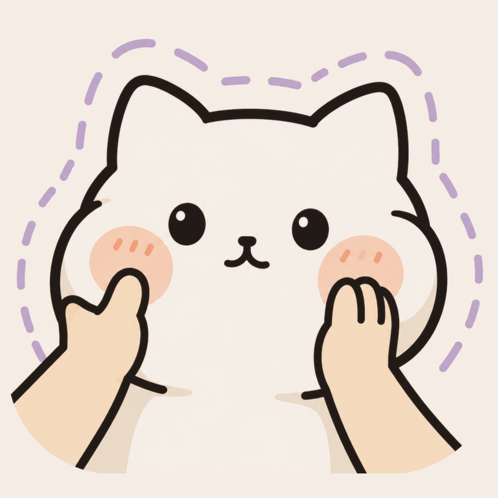 Bababouncy cat logo being squished by two hands